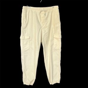 JOE FRESH Corduroy Pants Cream XL Cargo Pockets Elastic Ankles and Waistband
